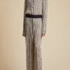 The Banton Pant In Ivory With Dark Brown Stripes