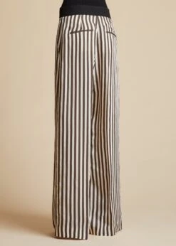 The Banton Pant In Ivory With Dark Brown Stripes -Fashion Girl Sales Shop BANTON IVORY DARKBROWN 0013