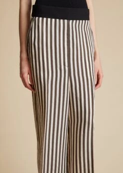 The Banton Pant In Ivory With Dark Brown Stripes -Fashion Girl Sales Shop BANTON IVORY DARKBROWN 0025