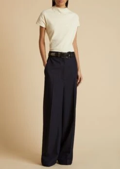 The Banton Pant In Navy And White Stripe