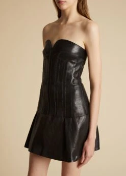 The Beryn Dress In Black Leather -Fashion Girl Sales Shop BERYN BLACK 0037