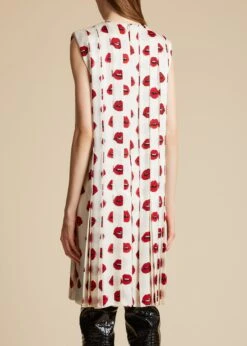 The Blaz Dress In Cream With Red Lip Print -Fashion Girl Sales Shop BLAZ CREAM RED 0039