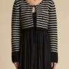 The Calix Cardigan In Black With Magnolia Stripes