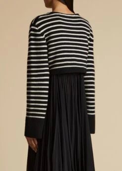 The Calix Cardigan In Black With Magnolia Stripes -Fashion Girl Sales Shop CALIX BLACK MAGNOLIA 0007