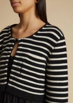 The Calix Cardigan In Black With Magnolia Stripes -Fashion Girl Sales Shop CALIX BLACK MAGNOLIA 0031