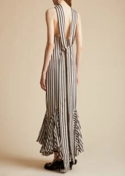 The Candita Dress In Ivory With Dark Brown Stripes -Fashion Girl Sales Shop CANDITA IVORY DARKBROWN 0038