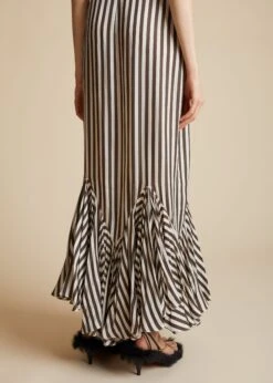 The Candita Dress In Ivory With Dark Brown Stripes -Fashion Girl Sales Shop CANDITA IVORY DARKBROWN 0051