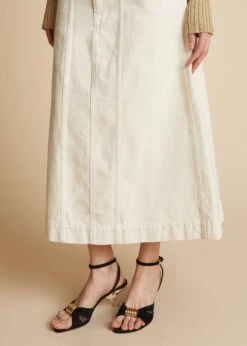 The Caroline Skirt In Ivory -Fashion Girl Sales Shop CAROLINE IVORY DENIM 0050