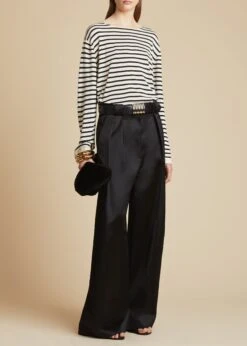 The Casey Top In Black And Ivory Stripe