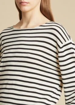 The Casey Top In Black And Ivory Stripe -Fashion Girl Sales Shop CASEY IVORYBLACK 0027