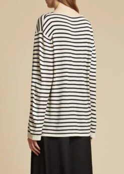 The Casey Top In Black And Ivory Stripe -Fashion Girl Sales Shop CASEY IVORYBLACK 0045