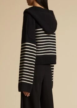 The Cruz Hoodie In Black With Custard Stripes -Fashion Girl Sales Shop CRUZ BLACK CUSTARD 0019