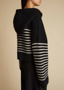 The Cruz Hoodie In Black With Custard Stripes -Fashion Girl Sales Shop CRUZ BLACK CUSTARD 0024