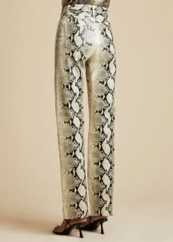 The Danielle Pant In Natural Python-Embossed Leather -Fashion Girl Sales Shop DANIELLE PYTHON 0021