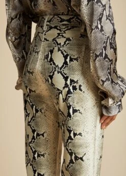 The Danielle Pant In Natural Python-Embossed Leather -Fashion Girl Sales Shop DANIELLE PYTHON 0041