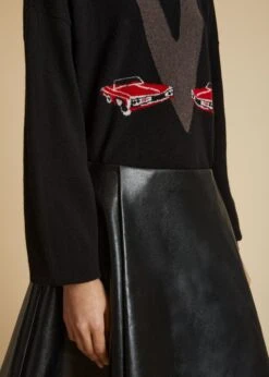 The Esmal Sweater In Black With Car Print -Fashion Girl Sales Shop ESMAL BLACK MULTI 0013