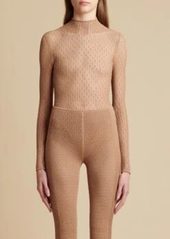 The Fena Bodysuit In Almond