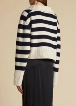 The Franklin Sweater In Magnolia With Navy Stripes 8 The Franklin Sweater In Magnolia With Navy Stripes -Fashion Girl Sales Shop FRANKLIN MAGNOLIA NAVY 0014