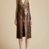 The Fraser Skirt In Brown Python-Embossed Leather