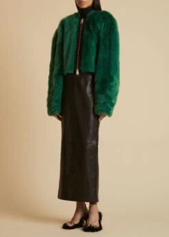 The Gracell Jacket In Forest Green Shearling