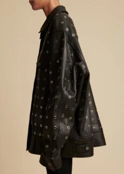 The Grizzo Jacket In Black Leather With Grommets -Fashion Girl Sales Shop GRIZZO GROMMETS 0262