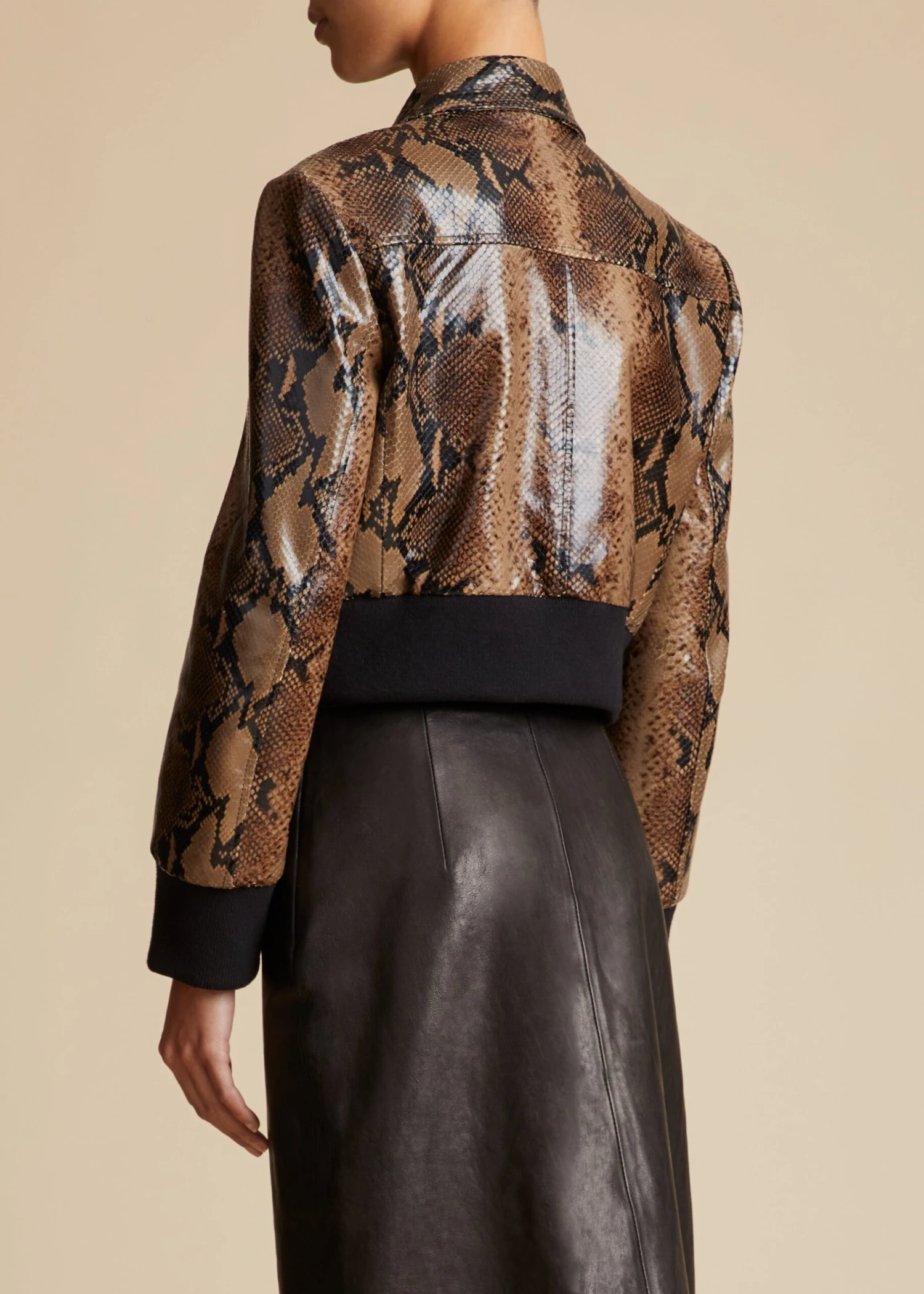 The Hector Jacket In Brown Python-Embossed Leather 3 The Hector Jacket In Brown Python-Embossed Leather - Image 3
