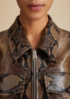 The Hector Jacket In Brown Python-Embossed Leather 10 The Hector Jacket In Brown Python-Embossed Leather -Fashion Girl Sales Shop HECTOR BROWN PYTHON 0069