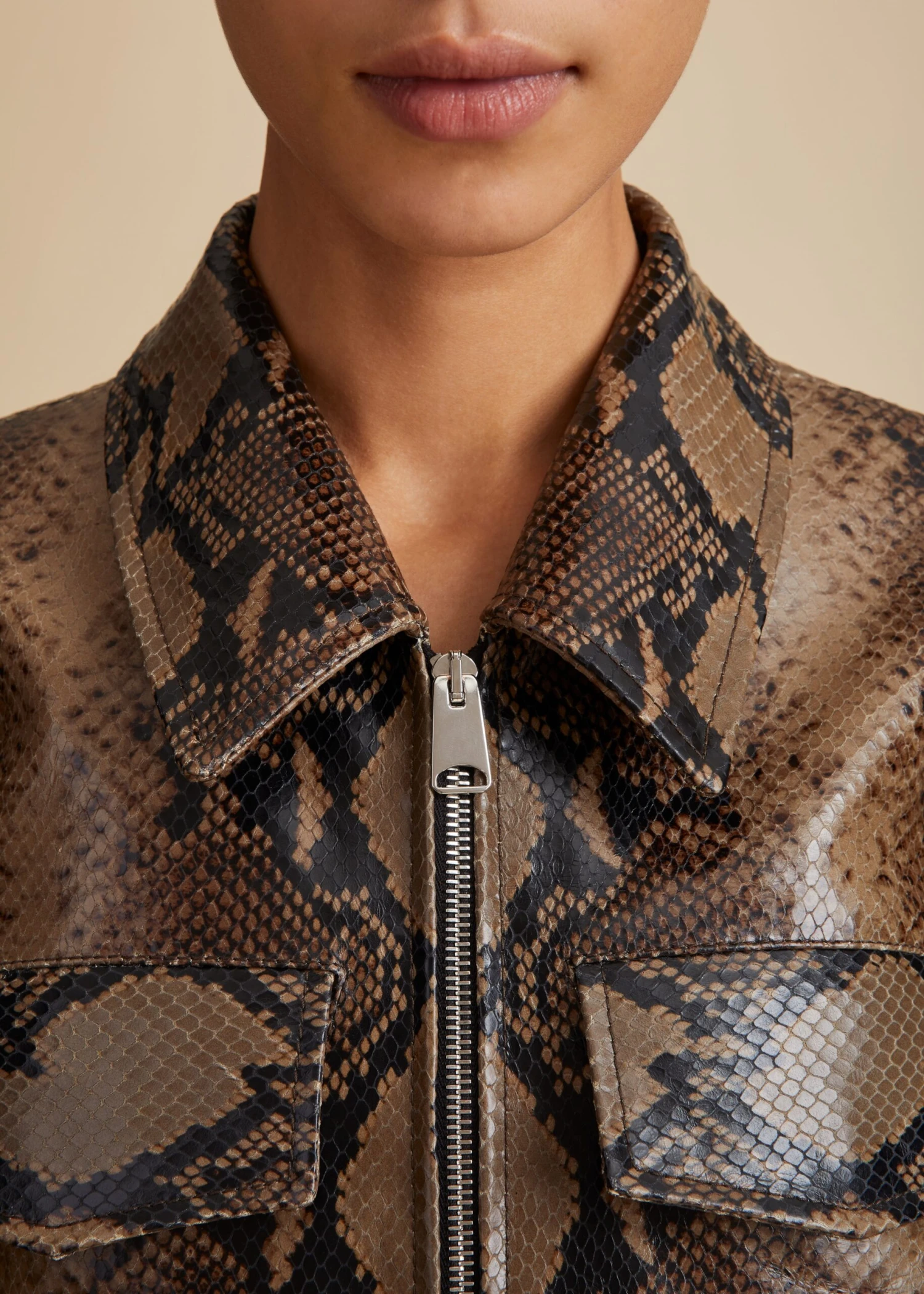 The Hector Jacket In Brown Python-Embossed Leather 5 The Hector Jacket In Brown Python-Embossed Leather - Image 5