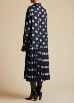 The Helli Dress In Black With Cornflower Lip Print -Fashion Girl Sales Shop HELLI BLACK CORNFLOWER 0090