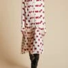 The Helli Dress In Cream With Red Lip Print