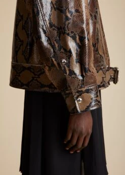 The Herman Jacket In Brown Python-Embossed Leather -Fashion Girl Sales Shop HERMAN BROWN PYTHON 0055