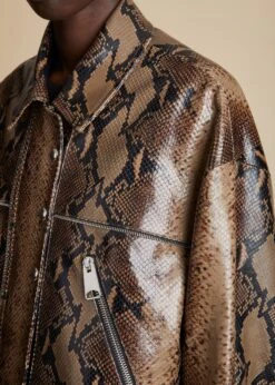 The Herman Jacket In Brown Python-Embossed Leather -Fashion Girl Sales Shop HERMAN BROWN PYTHON 0071