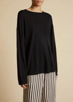 The Imogen Long Sleeve T-Shirt In Black Jersey -Fashion Girl Sales Shop IMOGEN BLACK VISCOSE 0004