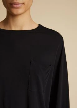 The Imogen Long Sleeve T-Shirt In Black Jersey -Fashion Girl Sales Shop IMOGEN BLACK VISCOSE 0012