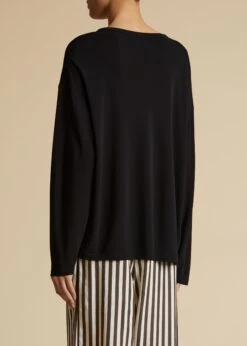 The Imogen Long Sleeve T-Shirt In Black Jersey -Fashion Girl Sales Shop IMOGEN BLACK VISCOSE 0020