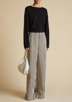 The Imogen Long Sleeve T-Shirt In Black Jersey