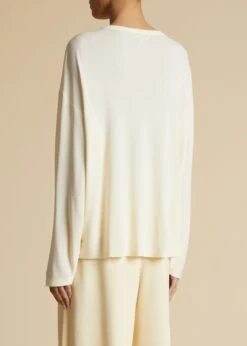 The Imogen Long Sleeve T-Shirt In Cream Jersey -Fashion Girl Sales Shop IMOGEN CREAM 0010