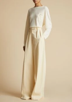 The Imogen Long Sleeve T-Shirt In Cream Jersey