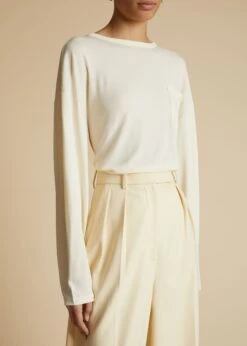 The Imogen Long Sleeve T-Shirt In Cream Jersey -Fashion Girl Sales Shop IMOGEN CREAM 0050