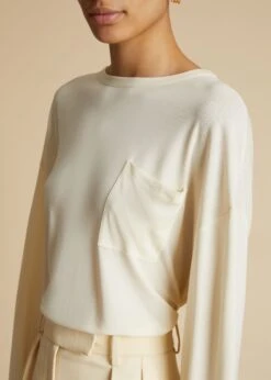 The Imogen Long Sleeve T-Shirt In Cream Jersey -Fashion Girl Sales Shop IMOGEN CREAM 0053