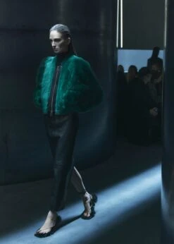 The Gracell Jacket In Forest Green Shearling -Fashion Girl Sales Shop KHAITE FL23 RUNWAY LOOK34