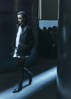The Shallin Jacket In Black Leather -Fashion Girl Sales Shop KHAITE FL23 RUNWAY LOOK37