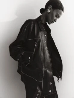 The Herman Jacket In Black Leather -Fashion Girl Sales Shop KHAITE PF23 EDITORIAL 1 LOOK16 3 LK