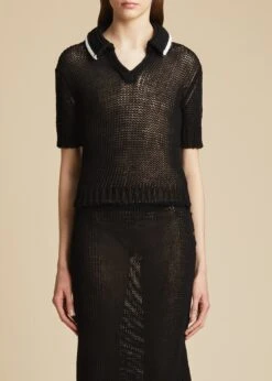 The Lyle Knit Top In Black And Ivory