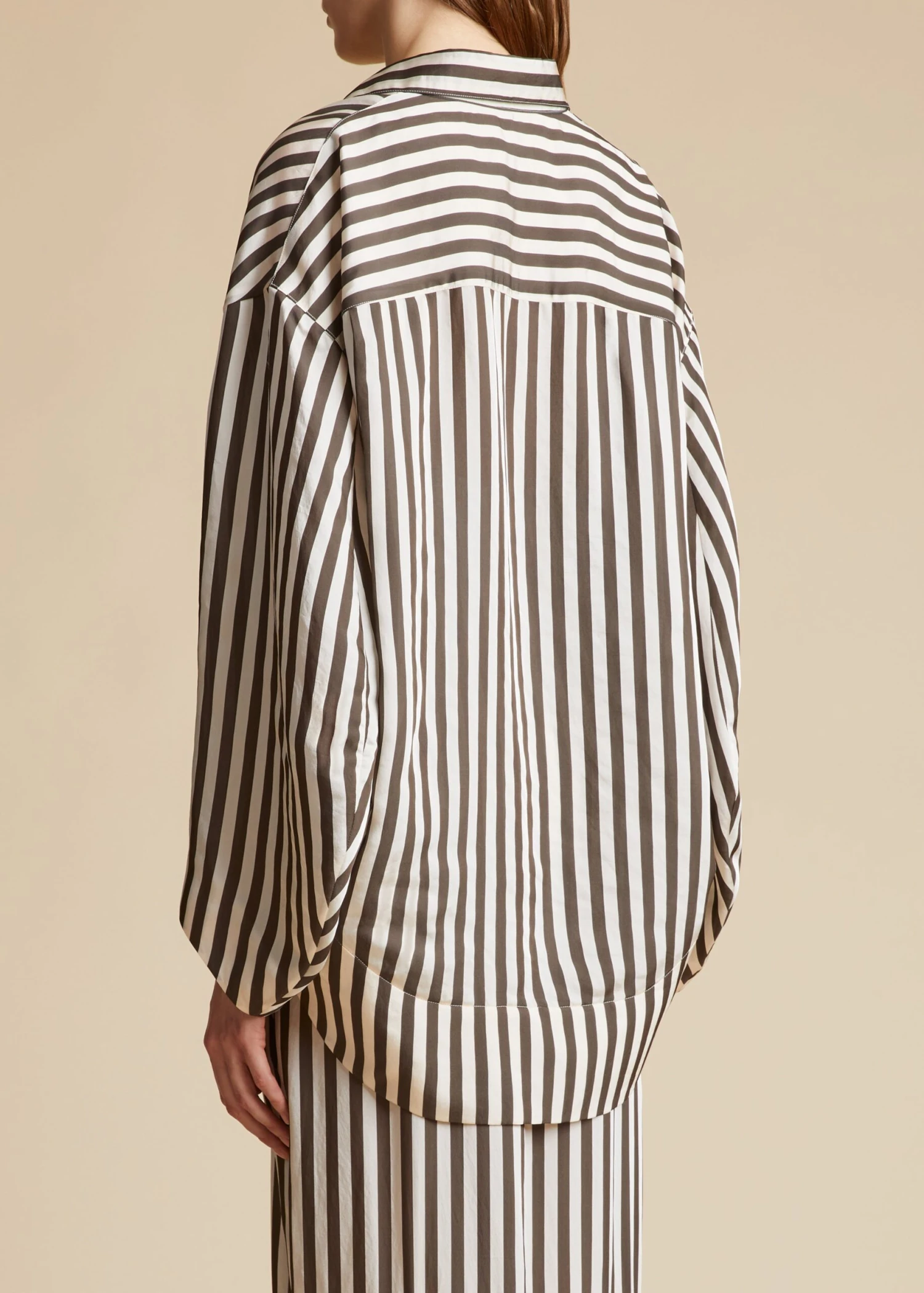 The Melan Top In Ivory And Dark Brown Stripes 3 The Melan Top In Ivory And Dark Brown Stripes - Image 3