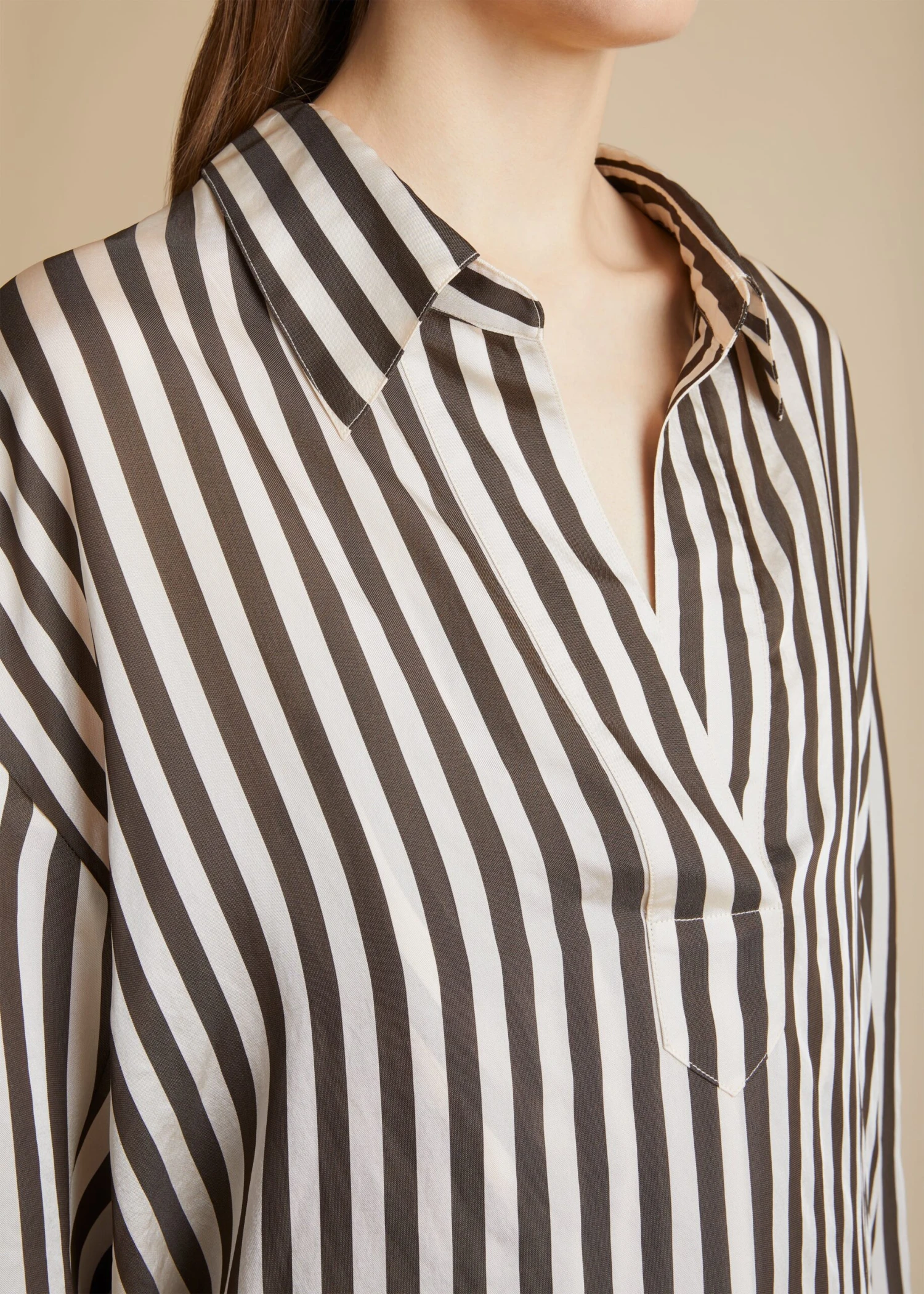 The Melan Top In Ivory And Dark Brown Stripes 5 The Melan Top In Ivory And Dark Brown Stripes - Image 5