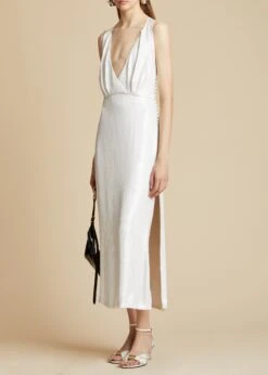 The Milo Dress In White Sequin