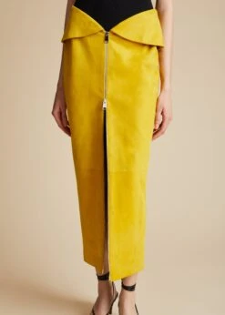 The Pepita Skirt In Lemon Suede -Fashion Girl Sales Shop PEPITA LEMON 0048
