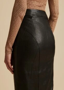 The Quincy Skirt In Black Leather 10 The Quincy Skirt In Black Leather -Fashion Girl Sales Shop QUINCY BLACK 0039