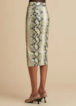 The Quincy Skirt In Natural Python-Embossed Leather -Fashion Girl Sales Shop QUINCY PYTHON 0012